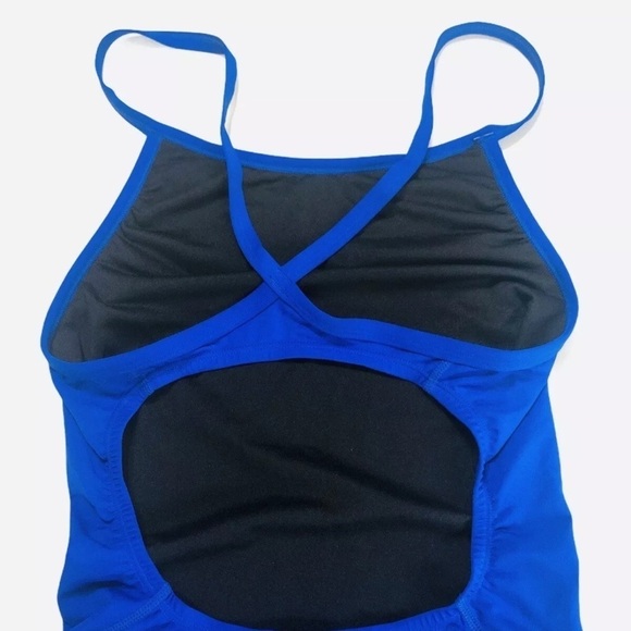 Adidas Solid Vortex-Back Sport Active One Piece Swimsuit Bright Blue Size 32/6. - Picture 7 of 9